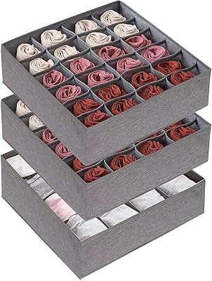 Mounay Lot of 3 Drawer separators for bras underwear, foldable cupboard organizers in Multiple cell fabric and storage boxes for baby clothes, bras, socks, underwear, ties (24+24+16).. Experience the future of shopping with DIAYTAR NIGERIA's extensive selection delivered in just 5-8 days.