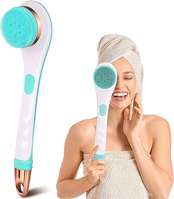 Castowave rechargeable electric bath brush with long rotary handle to clean and exfoliate the body, waterproof and non -slip, with 4 types of brush heads (blue).. DIAYTAR Nigeria: Where affordability meets fast and reliable e-commerce service.