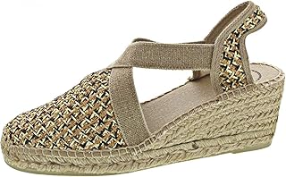 Espadrilles with wide heeled terra Ba with elastic strap for women, light gold, 40 eu.. DIAYTAR NIGERIA: Your affordable gateway to thousands of products delivered within a week.