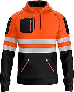 High -visibility hoodie for men my mix trends with reflective strip and several zipped pockets.. DIAYTAR NIGERIA: Where every shopping need is met with affordable prices and timely delivery.