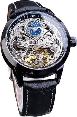 Forsinging for Men's Watch with Moon Trou, Mechanical Tourbillon with Automatic Reassembling, Double Time Time, Automatic Luxury Leather Bracelet, Big Bracelet Watch.. DIAYTAR NIGERIA: Where thousands of products meet affordable prices and reliable 5-8 day delivery.