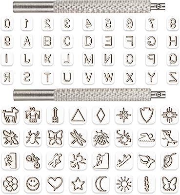 Set of stamping tools for leather crafts, 70 pieces, 26 metal letters, 10 digital pads, 32 patterns with 2 buffer handles, leather punching tools for the manufacture of leather leather belts.. Your everyday shopping destination, DIAYTAR NIGERIA offers unbeatable value with quick delivery times.