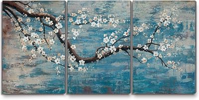 (120 cm x 60 cm, paint with plum flower oil) - wall art for the living room, oil painting 100 % hand painted on canvas wrapped with large frame, plum flowers, sarcelle tree for the house ..... DIAYTAR NIGERIA brings the market to your fingertips with affordable prices and swift delivery services.