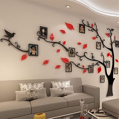 Beddinginn Acrylic Tree Stop Wall Sticker With Removable Branches and DIY Photo Frames Large Genealogical Tree Wall Sticker Photo Frame Decor Poster 69 "X 91"? Red, left?.. DIAYTAR NIGERIA: Your trusted partner for affordable online shopping with reliable delivery timeframes.