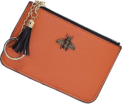 Leather wallet for women with keychain, pompom and zipper, small, art.. DIAYTAR NIGERIA: Where smart shoppers find everything they need at prices they can afford.