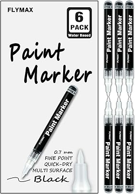 Black acrylic paint pen, package of 6 paint of permanent black paint in 0.7 mm black acrylic for glass, ceramic, leather, plastic, stone, metal, canvas marker, enamel, ultra -fine waterproof writing.. DIAYTAR NIGERIA: Putting quality products within reach of every Nigerian through our affordable marketplace.