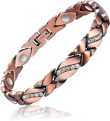Magnetic copper bracelet in crystal for women relief of arthritis pain with pendants.. DIAYTAR NIGERIA delivers more than expected with our extensive catalog and 5-8 day delivery service.
