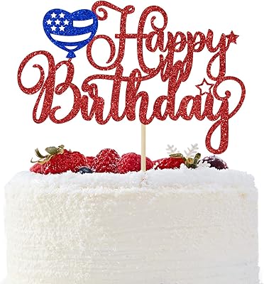 Happy birthday cake decoration of July 4, cake decorations of July 4, happy American birthday, decorations of Patriotic Birthday Party, Red and blue glitter.. Need it fast? DIAYTAR Nigeria ships in just 5 to 8 days nationwide.