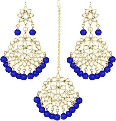 Set of Aai Jewels earrings with gold and Kundan Meteng Tikka (TE7058B) pearls).. Shop without limits at DIAYTAR NIGERIA and receive your purchases at budget prices within the week.