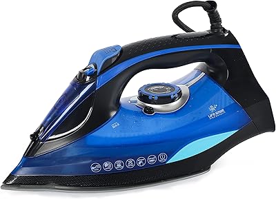 Steam iron Life Smile 2200 W, non-stick sole with ceramic, anti-limestone, self-cleaning and automatic stopping, without danger for all fabrics, ironing and steam cooking, including Abaya, 18-month warranty (blue).. Shop without boundaries at DIAYTAR NIGERIA, offering extensive variety at prices you'll appreciate.