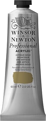 Professional acrylic painting Winser & Newton, 60 ml tube, ancient gold.. DIAYTAR NIGERIA: Where every shopping need is met with affordable prices and timely delivery.