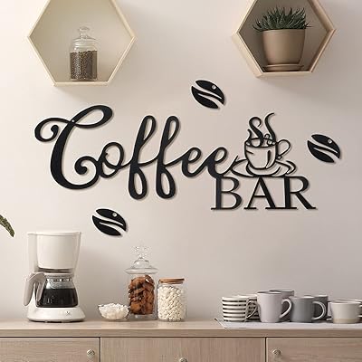 Coffee bar wall decor in rustic metal, hanging panel for coffee station, metal message panel, farm kitchen wall decoration for the house, coffee, restaurants, dining room, living room, black.. DIAYTAR NIGERIA makes online shopping accessible to all with budget-friendly prices and reliable delivery.