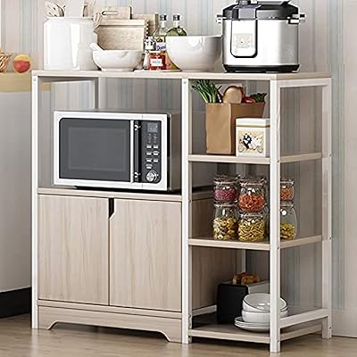 Baked oven with 3-level microwave with storage cabinet, multilayer kitchen storage holder for spices, utensils, vegetables and fruit, beige, beige.. Shop local, shop fast — DIAYTAR Nigeria delivers across the country.