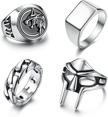 Set of men's rings for men MF Dom Ring Wolf in steel.. DIAYTAR NIGERIA brings the marketplace to every Nigerian home with affordable prices and quick delivery.