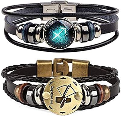 Dcfywl731 2 Pieces of the Zodiac gifts Bracelet For Women Men 12 Pearl Constellations Leather Bracelets Woven by hand braided punk chain cufflovers for Christmas for Christmas.. Find everything you need at prices you'll love with DIAYTAR NIGERIA's comprehensive e-commerce platform.