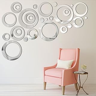Removable acrylic wall mirror sticker for the decoration of the living room and the bedroom, 0.6 to 5.3 inches, 32 rooms (silver).. DIAYTAR Nigeria: Where affordability meets speed and quality.