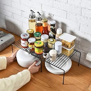 Storage shelf Upperzaar, set of 2 storage shelves for kitchen counter, closet shelf, space lifting storage shelf, pantry shelf, organization and storage of the house.. DIAYTAR NIGERIA transforms desires into deliveries with our affordable prices and dependable shipping.