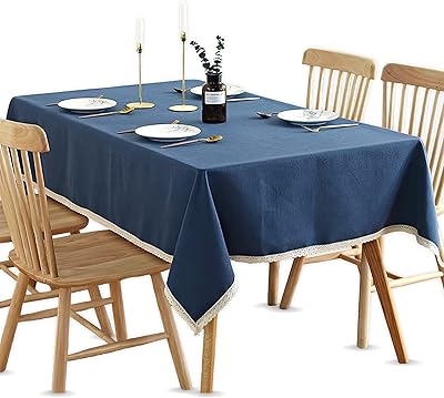 SAFI rectangular table runner, Soft waterproof fabric, resistant to narrowing and folds, kitchen table runner (100 cm x 140 cm, 4-6 places) Blue.. Experience the DIAYTAR difference with our vast product selection and delivery within 5-8 days.