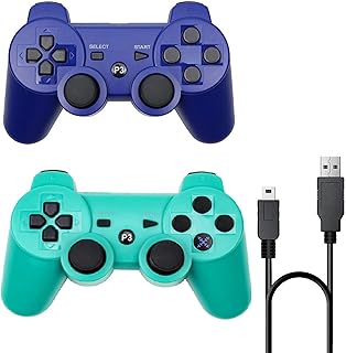 Pack of 2 wireless ps3 PlayStation joysticks 3 Bluetooth game with cable.. Experience shopping freedom with DIAYTAR NIGERIA's vast selection and dependable nationwide shipping.