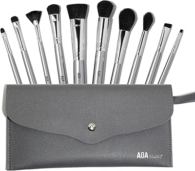 Set of 10 professional silver brushes EOA Studio - Set of 10 pieces for foundation, Fabrication, Far with cheeks and Kabuki powder (Silver set).. Your complete shopping solution, DIAYTAR NIGERIA offers extensive choice with competitive prices and delivery.