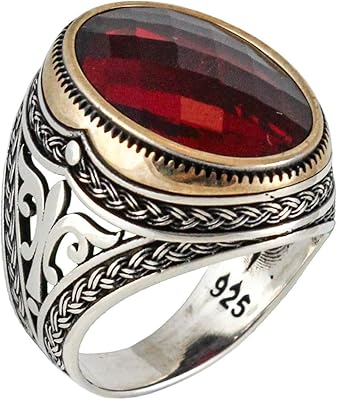 Hand -made men's ring in Sterling 925 Massive Sterling dotted with Ruby Cubic Cubic Stones in a luxurious Turkish design.. Shopping made simple with DIAYTAR NIGERIA's vast selection and budget-friendly nationwide delivery.