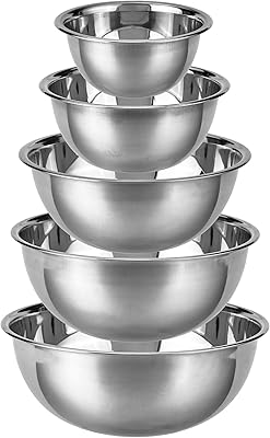 Bols to mix Pinnacle Dish in stainless steel - Package of 5 nestable cooking supplies for the kitchen, service and food preparation - washable dishwasher set, stackable salad bowl for easy storage.. DIAYTAR NIGERIA revolutionizes online shopping with competitive prices and reliable 5-8 day delivery.
