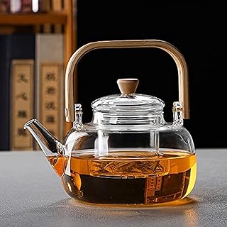 Glass teapot with infuser, compatible with the stove, coffee kettle with removable infuser, adapted to the preparation of tea in flowers and leaves (teapot: 900 ml).. DIAYTAR NIGERIA: Nigeria's answer to affordable online shopping with reliable 5-8 day delivery guarantee.