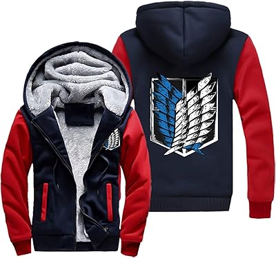 Ly Attack on Titan: Men's hooded sweatshirts, thick and hot winter jacket with long sleeves with zipper (color: red, size: xxxx-worm).. DIAYTAR NIGERIA brings the marketplace to your home with budget-friendly prices and nationwide delivery.