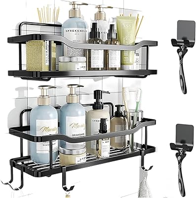 Bathroom shower shelf, 2 tezo plastic package without drilling, anti -rust adhesive shower shelves, stainless steel floating shelves for interior shower and kitchen.. DIAYTAR NIGERIA delivers what matters - quality, affordability, and prompt nationwide shipping.