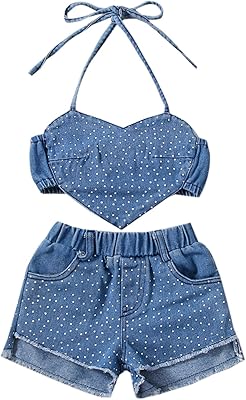 A set of summer clothes for little girls consisting of denim shorts.. DIAYTAR NIGERIA: Your affordable gateway to thousands of products delivered within a week.