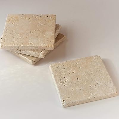 Lamac Crafts - 100 % travertine square glass under drinks (batch of 4), coffee cup, dining table glasses, festive accessories, non -ceramic/non -tiles 9.. DIAYTAR NIGERIA: Where value shopping meets reliable 5-8 day delivery across the nation.