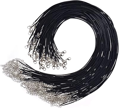 Cirée collar cord with clasp, 50 pieces of wax wire for necklaces, cotton cord, imitation leather cord, bead chain clasp for jewelry manufacturing, black.. Shop across categories at DIAYTAR NIGERIA and enjoy budget-friendly nationwide shipping in 5-8 days.