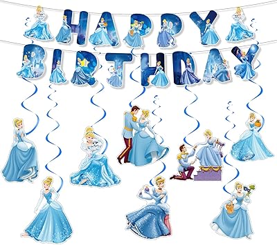 Cinderella cartoon birthday decorations, cinderella banner, party decorations, hanging whirlpools for children, boys and girls, happy birthday banners.. DIAYTAR NIGERIA: Where every Nigerian finds affordable products delivered within the week.