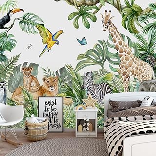 MFW FM Safari Children's Wallpaper, Watering Wallpaper Jungle Animals for Children's Decoration (Do not take off or stick).. Transform how you shop with DIAYTAR NIGERIA's vast selection and budget-friendly delivery options.