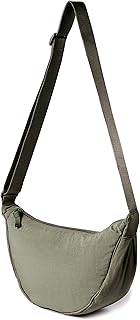 Nylon shoulder bag with croissant design, shoulder bag for women and men, relaxed shoulder bag with half moon motif, 05-green olive.. DIAYTAR NIGERIA transforms dreams into deliveries with our affordable prices and reliable shipping.