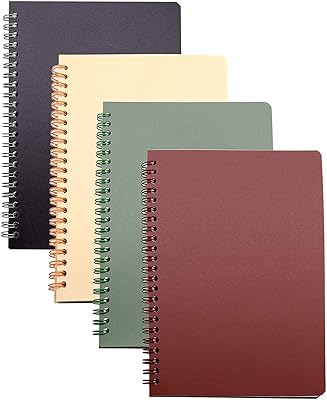 4 -room spiral notebook, 4 materials, college line, A5 8.3 x 5.9 inch format, hard plastic cardboard cover 80 sheets for study and notes (red, brown, green, beige).. DIAYTAR NIGERIA: Making online shopping accessible with affordable prices and nationwide delivery service.