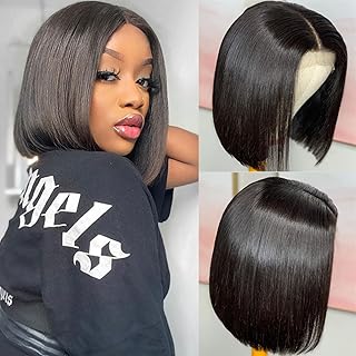 Wigs Bob Human Hair 4x4 Lace Lace Straight Wigs Straight Women Human Werches without density glue 150% Brazilian virgin human hair pre-spored with baby hair (8 inch, natural color).. Reliable delivery, all over Nigeria — that’s DIAYTAR Nigeria promise.