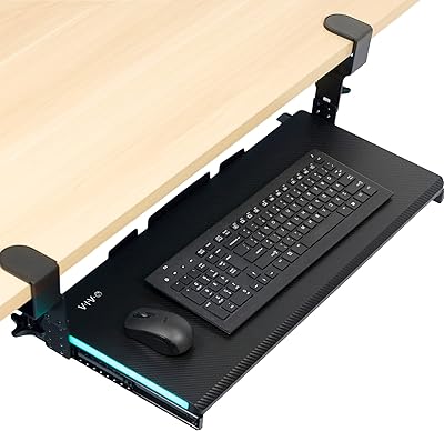 Vivo Large keyboard platform adjustable in height under the desk with LED RVB side lights and c pliers in -shaped C -shaped 27 (33 clips included) x Sliding writing computer of 11.. DIAYTAR NIGERIA brings the marketplace experience online with affordable and reliable delivery service.
