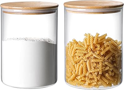2 sets of 3000ml / 100 FL OZ glass storage pots with wooden cover, stacking pantry pot in transparent bottle with hermetic bamboo cover for food, coffee, flour, sugar, spaghetti, herbs, cookies, tea.. DIAYTAR NIGERIA connects you with thousands of products at competitive prices, delivered within a week.
