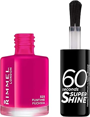 Super Shine nail polish 60 seconds, 8 ml, 323 Fun Time Fuchsia de Rimmel London, 8 ml, 0.25 FL OZ.. DIAYTAR NIGERIA connects Nigerians with quality products at affordable prices, delivered in 5-8 days nationwide.