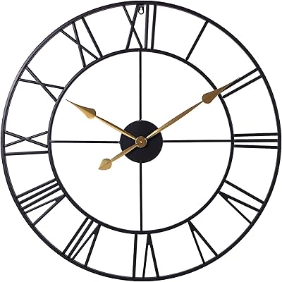 Large Infinity Time metal wall clock, classic 30 -inch open dial clock with Roman numerals, interior decoration clock in black metal for living room, bedroom and kitchen (golden needles).. Your complete shopping solution, DIAYTAR NIGERIA delivers variety and value within the week.