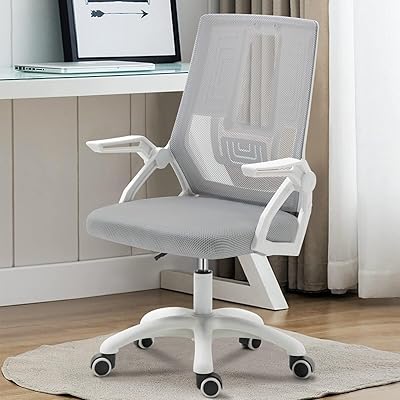 ECV office chair, ergonomic office chair, back support with adjustable height, swivel computer chair, foldable armrests for meeting room (gray).. Order today, receive in days — DIAYTAR Nigeria makes it possible.