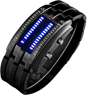 Blue LED digital watch with double matrix for men, classic, creative, fashion, painted black.. Shopping has never been easier — DIAYTAR Nigeria delivers it all in 5–8 days.