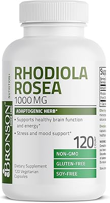 Supplement Bronson Rhodiola Rosea 1000 mg - Adaptogenic grass for brain, stress and mood support - GMO -free, 120 vegetarian capsules.. DIAYTAR NIGERIA: Making online shopping accessible with affordable prices and nationwide delivery service.