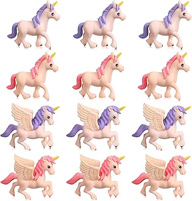 Sovers 12 mini unicorn pieces, cute flying horse, unicorn figurines, unicorn characters, unicorn cartoon drapes for cake decorations on the theme of unicorn for prenatal and birthday parties.. DIAYTAR NIGERIA: Where smart shoppers find everything they need at prices they can afford.