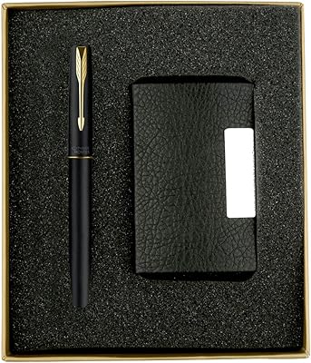 Broken Pin Pin Parker Frontier with a golden point with free card holder (matt black), set of 2.. DIAYTAR NIGERIA: Your trusted e-commerce partner with extensive product choices and affordable delivery.