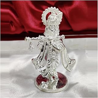 Statue of Idol Shri Krishna in the Hindu God's sculptures festival in 925 silver (277 GMS).. Experience shopping freedom with DIAYTAR NIGERIA's comprehensive platform and reliable shipping service.