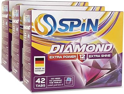 Diamond Spin Diamond dishwasher tables, 126 tablets (3 x 42 tablets), extra resistant/extra shiny, made in Germany.. From fashion trends to home essentials — find it on DIAYTAR Nigeria.