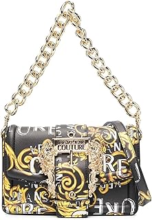 Black woman bags shoulder bag with logo couture motif and united baroque loop, black.. DIAYTAR NIGERIA: Making online shopping accessible with affordable prices and nationwide delivery service.