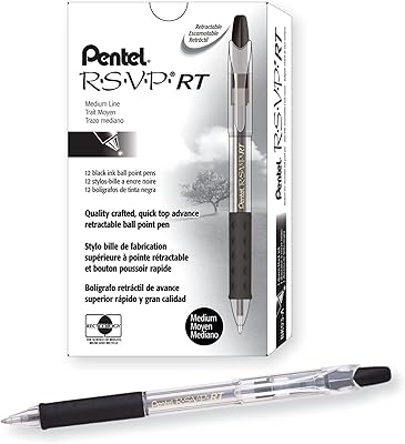 Pentel R.S.V.P. RT New Elna, black, package of 12.. DIAYTAR NIGERIA combines affordability with convenience, delivering your purchases within 5-8 days.
